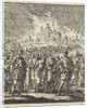 Israelites leave Jerusalem, which is burning by Barent Visscher