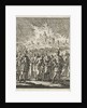 Israelites leave Jerusalem, which is burning by Barent Visscher