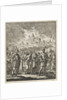 Israelites leave Jerusalem, which is burning by Barent Visscher