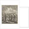 Israelites leave Jerusalem, which is burning by Barent Visscher