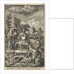 Woman holding a heart in her hands, sitting between the World and Lust by Jacob van Royen