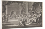During a meeting Antipater kneels before his father Herod by Pieter Mortier