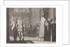 Young man pointing to a priest at the altar by Christoph Weigel