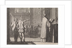 Young man pointing to a priest at the altar by Christoph Weigel