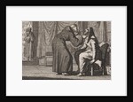Monk looks into the gaping mouth of an old woman by Christoph Weigel