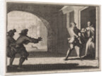 Two men trying to prevent a boy from joining the monastery by Christoph Weigel