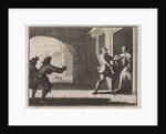 Two men trying to prevent a boy from joining the monastery by Christoph Weigel