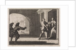 Two men trying to prevent a boy from joining the monastery by Christoph Weigel