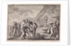 Moses received the law tables and displays them to the people by Pieter Mortier