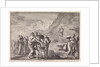 Moses received the law tables and displays them to the people by Pieter Mortier