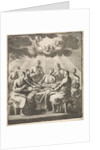 Eight men singing around a table by Jacobus van Hardenberg