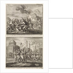 Gregory, a bishop, being ill-treated by opponents and the beheading of a monk in Constantinople by Barent Visscher