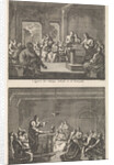 Early Christian community listening to a reading from the Bible and Early Christian community listens to a sermon by Jacobus van Hardenberg