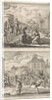 Beheading of a Christian in Rome and Saint Agnes who is protected by a bird by Jacobus van Hardenberg