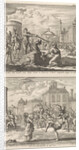 Beheading of a Christian in Rome and Saint Agnes who is protected by a bird by Jacobus van Hardenberg