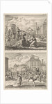 Beheading of a Christian in Rome and Saint Agnes who is protected by a bird by Jacobus van Hardenberg