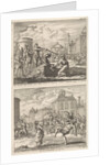 Beheading of a Christian in Rome and Saint Agnes who is protected by a bird by Jacobus van Hardenberg