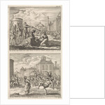 Beheading of a Christian in Rome and Saint Agnes who is protected by a bird by Jacobus van Hardenberg