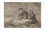 Sad state of seven sailors from the ship The Karseboom, wrecked at Halmstad by Pieter van der Aa I