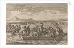 Waldensians chased from Savoy crossing the Lake Geneva in boats back to their country by Anonymous