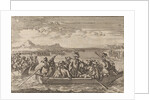 Waldensians chased from Savoy crossing the Lake Geneva in boats back to their country by Anonymous