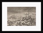 On the Vistula in Warsaw Poland two ships with clergy and pilgrims become shipwrecked in a whirlwind by Pieter van der Aa I