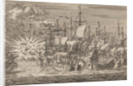 Five Zeeland privateers fight against eight Portuguese warships off the coast of Brazil, in 1657 by Pieter van der Aa I