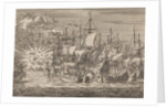 Five Zeeland privateers fight against eight Portuguese warships off the coast of Brazil, in 1657 by Pieter van der Aa I