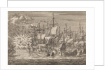 Five Zeeland privateers fight against eight Portuguese warships off the coast of Brazil, in 1657 by Pieter van der Aa I