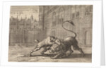 Battle in London between a dog and a lion by Pieter van der Aa I