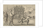 Boy offends the Mayor of Strasbourg by stealing the stick from his clerk by Pieter van der Aa I