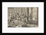 Servants of the Duke of Aumale attempt to shoo away the rats in his coffin by Pieter van der Aa I