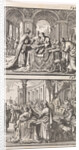 King Ptolemy Philadelphus studying the Hebrew law scrolls, Reading the translation of the law to King Ptolemy Philadelphus by Andries van Damme