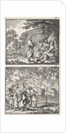 Abraham receives the three angels, Lot leaves Sodom by Andries van Damme