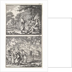 Abraham receives the three angels, Lot leaves Sodom by Andries van Damme