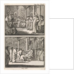 Cardinal Montalto stands up after being elected as pope and throws away his stick, Cardinals kiss the feet of Pope Sixtus V by Steven Swart