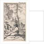 Don Quixote drinks wine with a hermit in a forest by Pieter Mortier