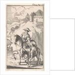 Sancho is tied up by his master on a donkey by Pieter Mortier