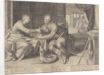 Esau sells his birthright to Jacob William Isaacsz. van Swanenburg by Johannes Janssonius