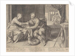 Esau sells his birthright to Jacob William Isaacsz. van Swanenburg by Johannes Janssonius