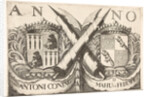 Coat of arms of Antoni Coning and Mahu le Febure by Romeyn de Hooghe