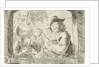 Rommelpot, a friction drum player and two children in a niche by Simon Klapmuts