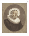 Portrait of an old woman with wide stiff pleated collar and cap diadem by Pieter Louw