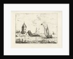 Harbour view with a watchtower by Bonaventura Peeters I