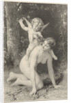 Amor on the back of a young woman by Léon Bazile Perrault