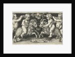 Two reclining angels lean on a skull by Nicolaes de Bruyn