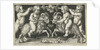 Two reclining angels lean on a skull by Nicolaes de Bruyn