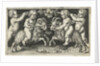 Two reclining angels lean on a skull by Nicolaes de Bruyn