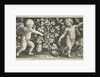 Two angels on either side of squash, pumpkin, or gourd by Nicolaes de Bruyn