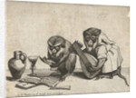 Two monkeys making music by Anonymous